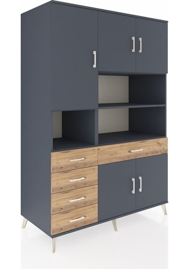 Kronos Dolap 9 Raflı 5 Çekmeceli 5 Kapaklı 132x59x195 Antrasit-antrasit/çam Antrasıt/atlas Çam