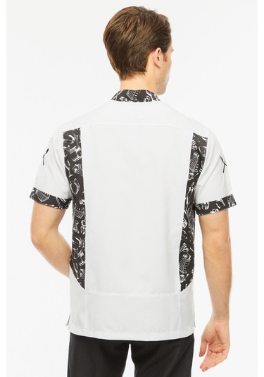 Uniprom Kısa Kollu Aşçı Ceketi Önlük Nakışlı Cepli Şef, Garson Beyaz-siyah