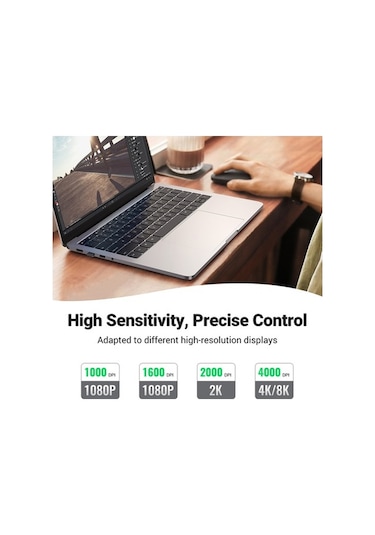 Prestigegoods Ugreen Mu001 Kablosuz Optik Mouse, Akıllı Güç Modu, Sessiz, 18 Ay Pil Ömrü, 10m Mesafe, Oyun İçin Optimal MU001