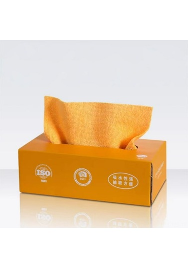 Fosenze Kutu İçerisinde Yeniden Kullanılabilir Mikrofiber Temizlik Bezi - Toz Ve Kir Serbest, Ev Ofis Araç Atölyeleri İçin Absorban Temizleyici Bezi 20 Adet Turuncu