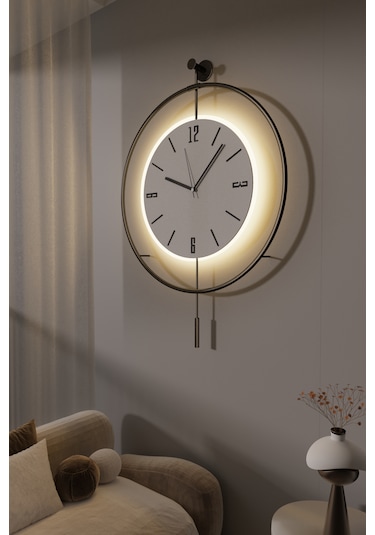 MetaQuartz Aksesuar (Büyük Boy-50*75 cm) Blackfred  -Pilli Led 3 Adet Pil - Modern Duvar Saati