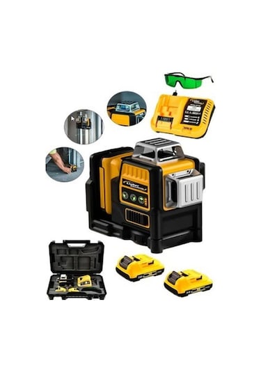 Lieber German Akülü Lazer Hizalama Yeşil Çizgili Lazer Metre Çizgi Hizalama