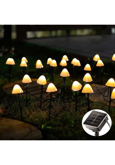 Sones 6.5m 30 Led Güneş Enerjili Mantar Çim Işığı Açık Su Geçirmez Bahçe Villa Peyzaj Dekoratif Işık Dizisi Sıcak Beyaz Işık Diğer