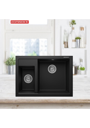 Domınoks Volta70 Tezgah Üstü Granit Eviye Siyah 50 x 70 CM