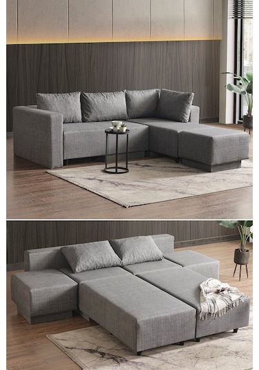 Kagu Corner Poly-l Köşe Takimi-kanepe-yatak-dinlenme Gri