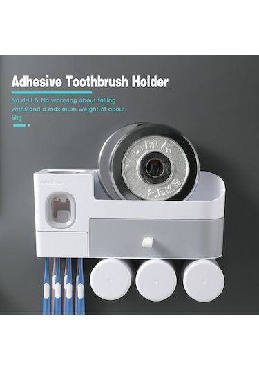 Geeksen Su Geçirmez Duvara Monte Diş Fırçası Askısı, Makyaj Organizer, Diş Macunu Dispenser 3'lü Saklama Kutusu Diğer