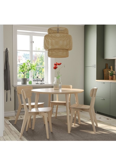 Yuvarlak Mutfak Masası, Dişbudak Kaplama, 4 Kişilik, 105 Cm Natural