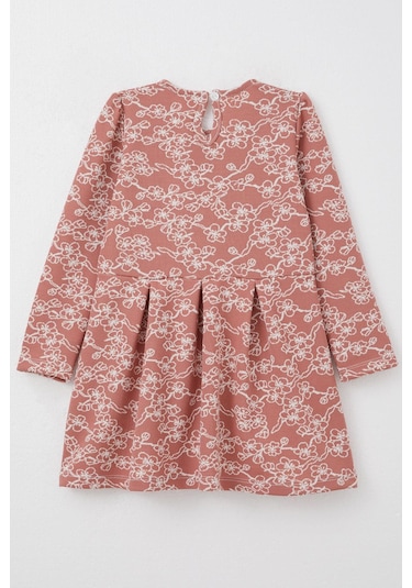 Breeze Kız Çocuk Uzun Kollu Elbise Çiçek Desenli 1.5-5 Yaş, Kiremit Kiremit