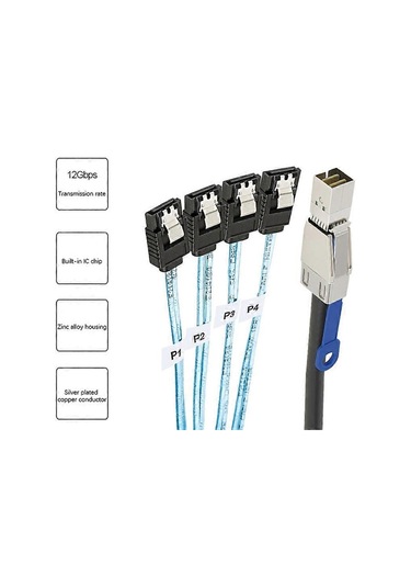 Mini Sas Hd Sff-8644 - 4xsata 7-pin Sabit Disk Kablosu 12gbps Sunucu Harici Sabit Disk Yüksek Hızlı Kablo 3.33tf/1m- Mükemmel