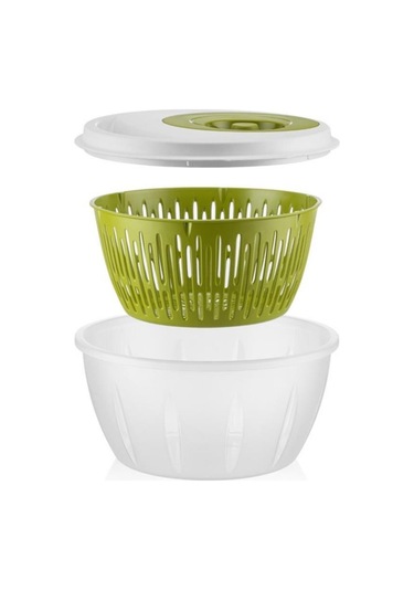 Flora Pratik Salata Ve Sebze Kurutucu 4,5 Litre, Meyve Sebze Marul Yeşillik Yıkama Kurutma Kabı Yeşil