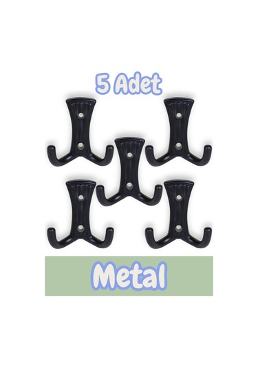Troy Portmanto Vestiyer Duvar Dolap Elbise Askısı Siyah Metal Kapı Askılığı Askılık 5 Adet Siyah