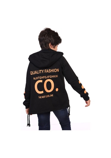 Toontoy Erkek Çocuk Kapüşonlu Baskılı Hırka Antrasit Melanj