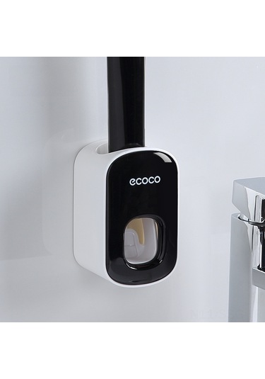 Springsun Otomatik Macun Sıkıcı Duvar Tipi, Delme Yok Kurulum, Ev Bathroom Organizer Seti Siyah-beyaz Diğer