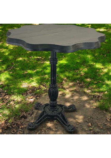 Cafe Masa Köknar Kütük Masa 80 Çap Ceviz - Siyah