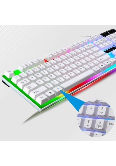Flybuy G21b Usb Led Işıklı Q Klavye Ve Mouse Set, Oyun Ve Ofis İçin Kullanışlı Design Diğer
