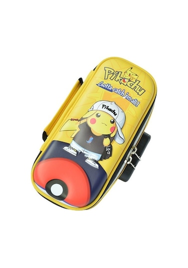 Şifreli Kilitli Büyük Kapasiteli Karikatür Kalem Kutusu Sari