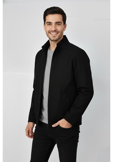 Erkek Büyük Beden Hakim Yaka Spor Mont 99547 Bbgl-st04878 Siyah