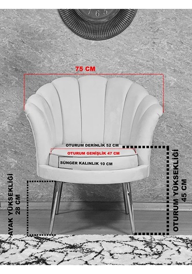 Tekli İstiridye Krom Kaplama Sivriltme Ayak Çay Seti Koltuk Tekli Çok Renkli