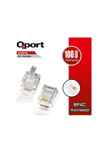 Qport Q-K6P4C Rj11 Telefon Soketi 100 Lü Paket