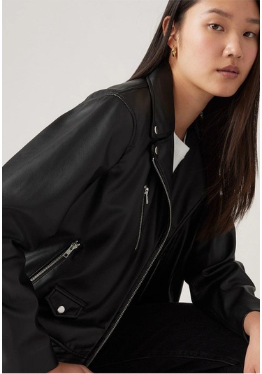 Kadın Kendal Moto Biker Deri Ceket - A9373-0000-5112 Siyah