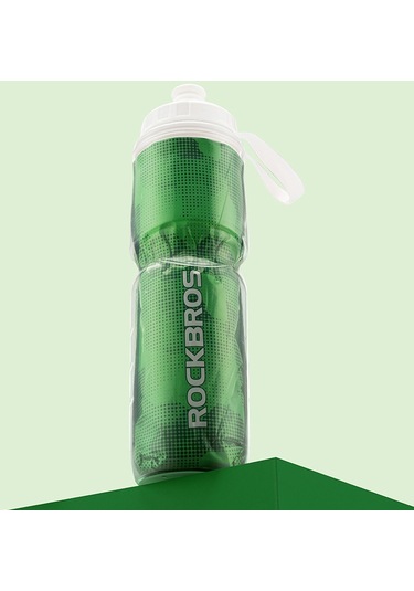 Rockbros Bt65-1 670Ml Pp5+Silikon Yalıtımlı Su Şişesi Bisiklet Sıkma Tipi Su Bardağı Bpa Içermez Fda Sertifikası Yok - Yeşil