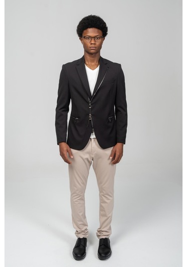 Cekmon Erkek Çift Yönlü Açılır Fermuarlı Rahat Ceket Beyaz