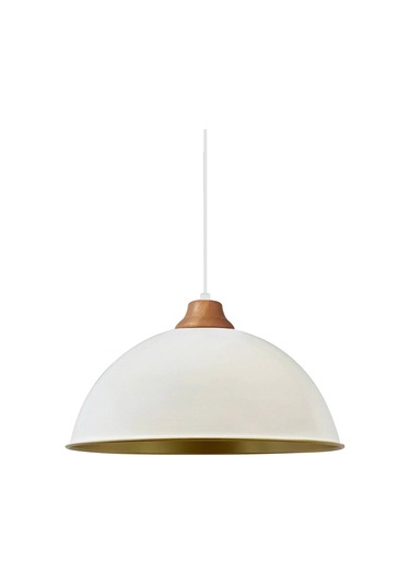 Hobbs Beyaz Ahşap Başlık Sarkıt Avize Mutfak Salon Cafe Ofis Dekoratif Aydınlatma Beyaz