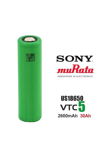 Sony Murata VTC5 18650 3.7V 2600mAh 30A Li-ion Şarj Edilebilir Pil