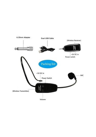 Tongxida U12a Başa Monte Uhf Kablosuz Mikrofonlu Kulaklık Öğretim Kılavuzu Konferans Mikrofon Hoparlör 681400128a