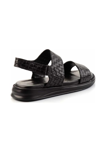 Siyah Leather Erkek Sandalet E05433012603 Siyah