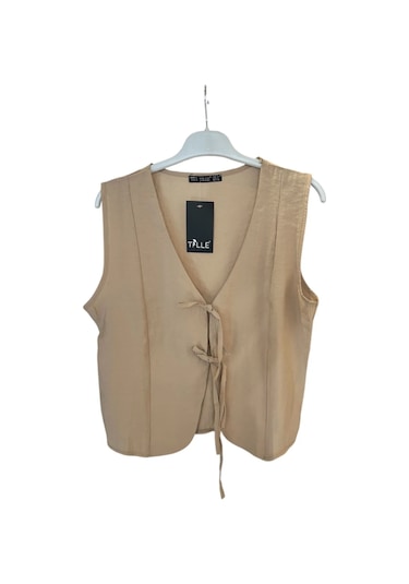 4123 Önü Bağlamalı Yelek Pantolon Takım Vizon