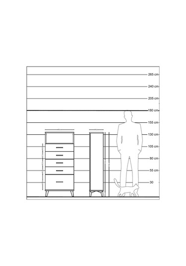Hyperion Dolap Tek Raflı 5 Çekmeceli 60x44x134 Çam-aytaşı Atlas Çam