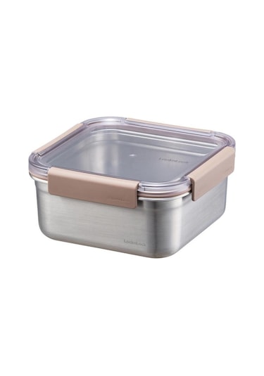 Locknlock Kare Kilitli Paslanmaz Çelik Fırın ve Saklama Kabı 1.3 L Kahverengi