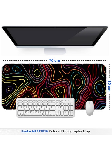 İlyuka Mousepad 70x30cm Büyük Boy Xl Mp377030 Colored Topography