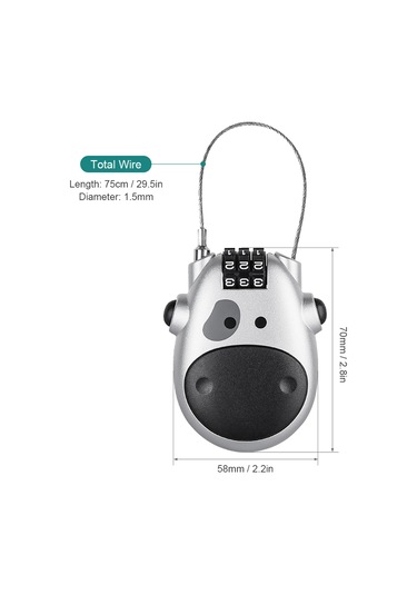 Geeroyoo Gümüş Renkli Geniş Kullanimlı Çelik Tel Kablolu Şifreli Kilit - Moto Kask, Bagaj, Kayak Ve Araç Kıyafeti İçin Uygun Gümüş