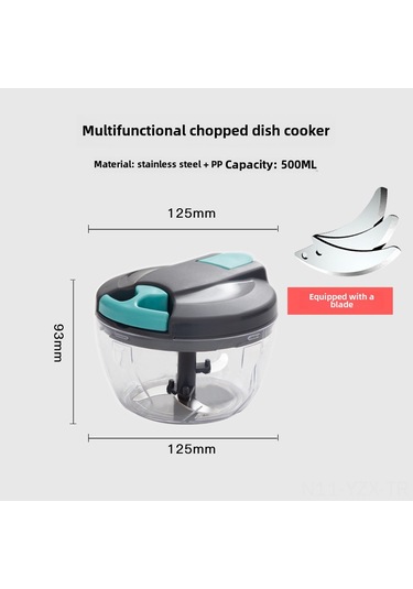 Yaozixa Manuel Sarımsak Dilimleyici - 500ml Büyük Hacimli, 3 Bıçaklı + Ekstra Bıçak, Zencefil Ve Soğan Da İçin Uygun, Kolay Temizlenir Mutfak Aleti Gri Gri