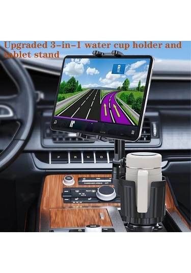 Xuweiwei Black Katlanabilir Klips Versatile 2si 1 Arada Araç Cup Ve Tablet Tutucu Uzatılabilir Kol 360 Döner Taban 4-12.9" Telefon Tabletler İçin