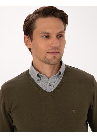 Pierre Cardin Erkek Koyu Haki Kazak /triko 50314190-vr111 Koyu Haki