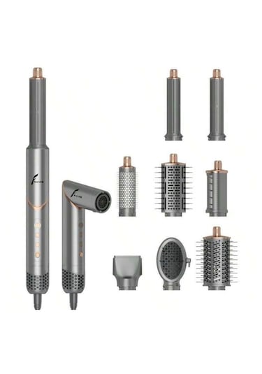 Veryfit 8 In 1 Hava Üflemeli Saç Düzleştirici Şekillendirici Comp Gri