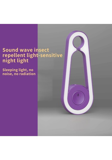 Aubyhe Usb Ultrasonik Sinek Kovucu Ve Işık Sensörlü Gece Lambası - Mor, Ev İçi Kullanıma Uygun, Fiziksel Kovuculuk Teknolojisi