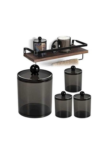 Novahub Modern Akrilik Banyo Organizer Kavanoz Seti Siyah - Pratik Ve Şık Banyo Düzenleyici Siyah