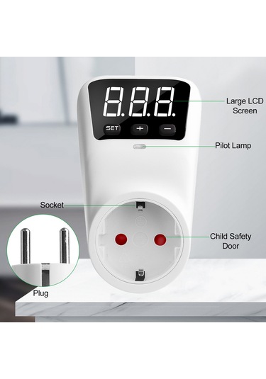 Yaleker Hlp02 Beyaz Avrupa Tipi Voltaj Koruyucu Soket - 230v 16a, Lcd Ekranlı, Açık/kapalı Gerilim Koruma, Buzdolabı-klima Koruması, Röle Teknolojisi