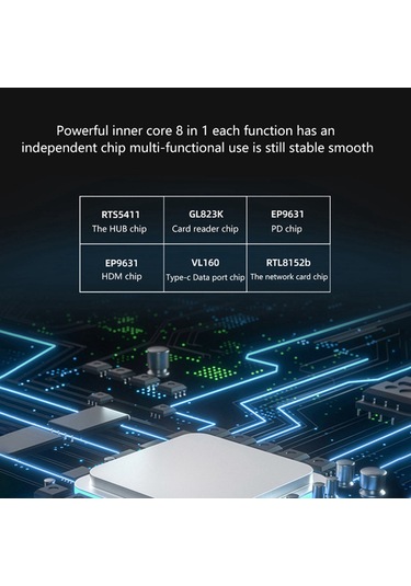 Reedark Usb-c Çok Fonksiyonlu Hub: 4k Hdmı, Pd Şarj, Rj45, Usb 2.0, Tf/sd Kart Okuyucu - Gri 8-in-1 Genişletme Dökümü