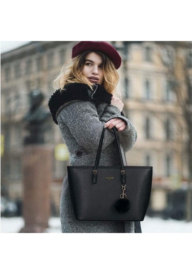 Kadın El Çantası Siyah, Kadın Alışveriş Çantası Deri Bayan Çantası Büyük Okul Çantası Ofis Ve Okul İçin Uygun - Wellngs Diğer