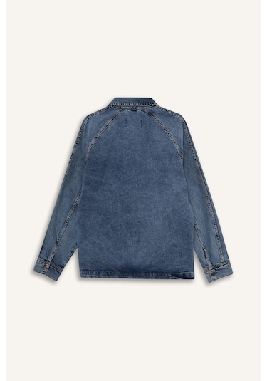Defacto Relax Fit Fermuarlı Denim Ceket F0097ax25aunm39 Mavi