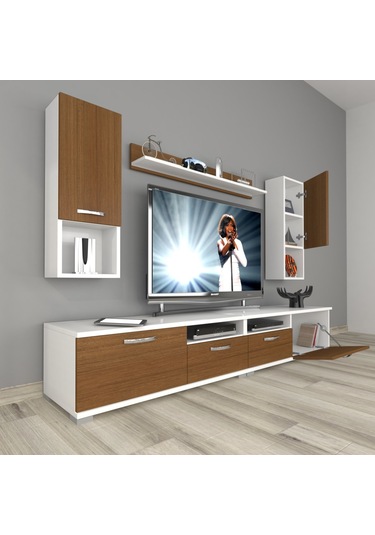 Decoraktiv Eko 5220da Mdf Tv Ünitesi Tv Sehpası Beyaz - Ceviz