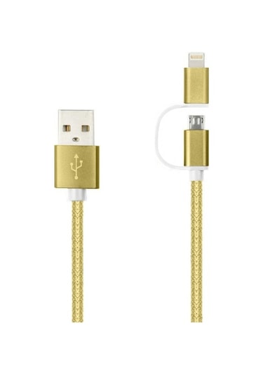 Linktech K555 2In1 Micro Usb + İphone Uyumlu 1.2Mt Şarj Ve Data Kablosu (366816962)