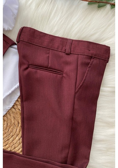 Lüks Planet Yelekli Papyonlu Erkek Çocuk Takım Elbise Bordo