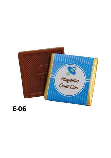 Melodi Çikolata İsme Özel Mavi Erkek Bebek Çikolatası 48 Adet 340 G