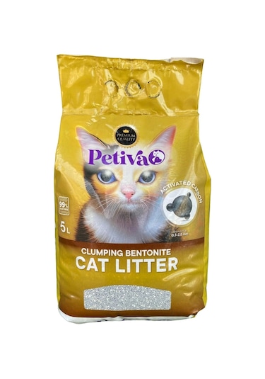 Petiva Aktif Karbon Topaklaşan Bentonit Kedi Kumu 5 L
